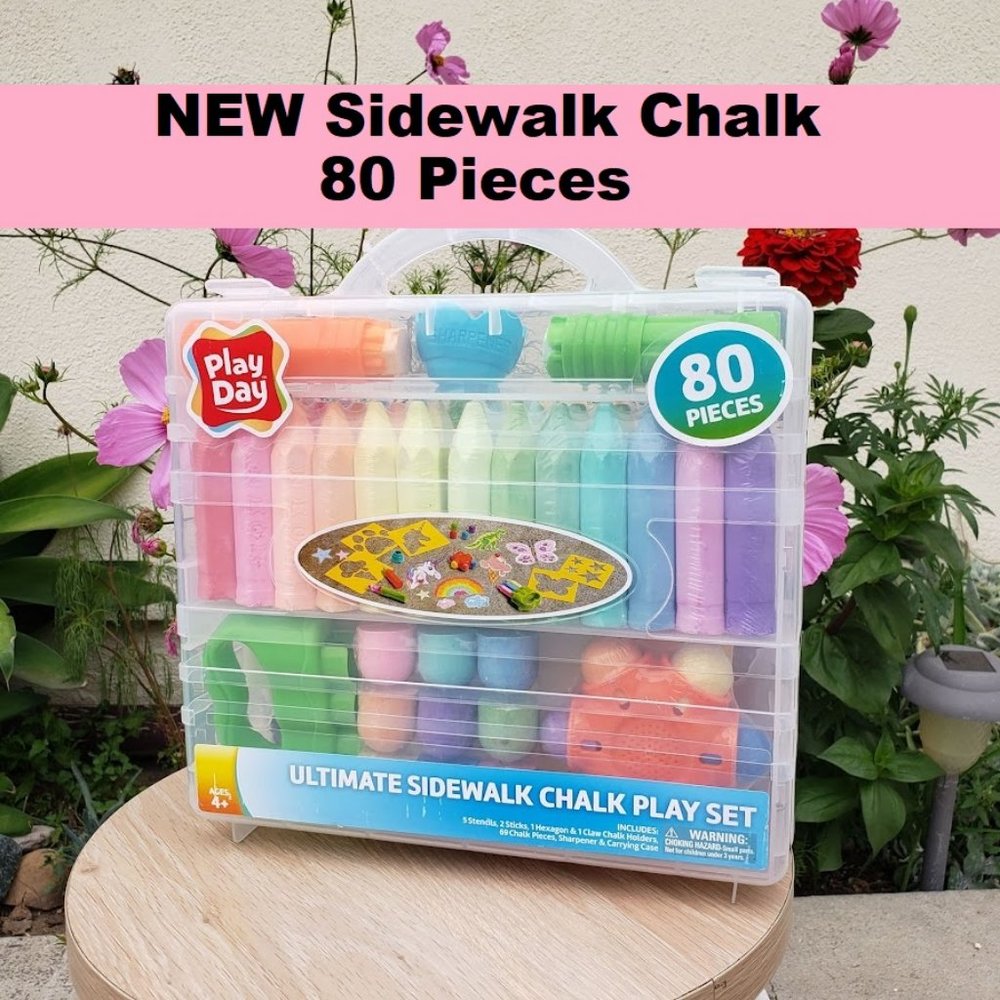 NEW 80 Piece Sidewalk Chalk Toddler School Supplies Arts and Crafts Art Supplies